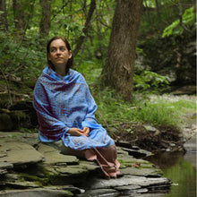 Prabhuji's Gifts - Meditation Yoga Prayer Shawl - Maha Mantra - Denim Blue Large