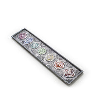 Quemador de Incienso - Siete Chakras de Metal Adornado - 10.75"