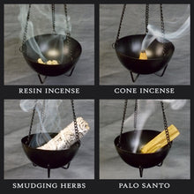 703-03 Prabhuji's Gifts Burner - Hanging Black Cauldron Large