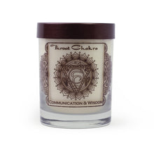 Soy Candle for Chakra Meditation Scented with Essential Oils | Throat Chakra Vishuddha | Woods & Amber | Communication and Wisdom - 10.5oz - Wholesale and Retail Prabhuji's Gifts