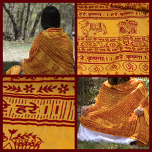 Meditation Yoga Prayer Shawl - Maha Mantra - Yellow Large