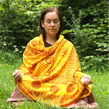 Meditation Yoga Prayer Shawl - Mantra Om - Yellow Large - Wholesale and Retail Prabhuji's Gifts