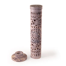 Incense Burner - Soapstone Tower Flowers Jali