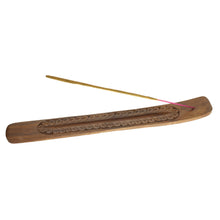 Incense Burner - Wooden Flat Carved Feather - Wholesale and Retail Prabhuji's Gifts