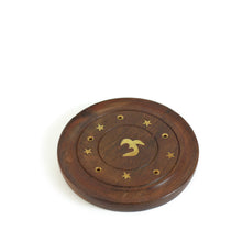 Prabhuji's Gifts - Incense Burner - Wooden Round Plate with Om - 4 inches