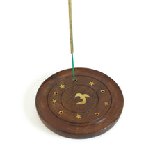 Prabhuji's Gifts - Incense Burner - Wooden Round Plate with Om - 4 inches