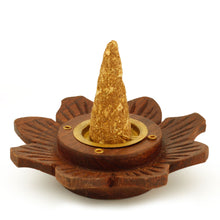 Incense Burner - Wooden Round Plate Lotus - 4 inches - Wholesale and Retail Prabhuji's Gifts