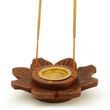Incense Burner - Wooden Round Plate Lotus - 4 inches - Wholesale and Retail Prabhuji's Gifts