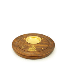 Incense Burner - Wooden Round Plate Buddha - 4 inches - Wholesale and Retail Prabhuji's Gifts