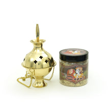 Burner - Hanging Brass Burner, Quatrefoil Jali 5"Hx2.75"D
