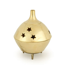 Burner - Brass Burner, 3 Legged Star Jali 3"Hx2.5"D - Wholesale and Retail Prabhuji's Gifts