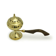 Burner - Brass Burner Large with Wood Handle 6.5"Hx3.5"Dx9.5"L