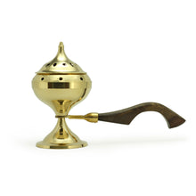 Burner - Brass Burner Large with Wood Handle 6.5"Hx3.5"Dx9.5"L