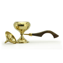 Quemador - Quemador de latón grande con mango de madera 6.5"Hx3.5"Dx9.5"L