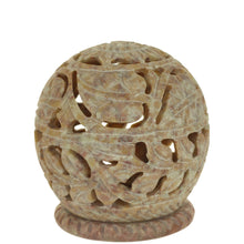 Burner for Cones and Candle Holder - Soapstone Carved T-Lite Ball - Large leaves 3 inches - Wholesale and Retail Prabhuji's Gifts