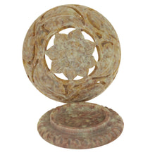 Burner for Cones and Candle Holder - Soapstone Carved T-Lite Ball - Large leaves 3 inches - Wholesale and Retail Prabhuji's Gifts