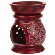 Oil Diffuser - Red Soapstone Oil Burner Carved 4" - Wholesale and Retail Prabhuji's Gifts 