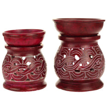 Oil Diffuser - Red Soapstone Oil Burner Carved 4" - Wholesale and Retail Prabhuji's Gifts