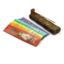 Set de Regalo de Incienso - Quemador de Bambú + varita de incienso 7 chakras & Saludo: Que Amor, Luz, Paz y... Siempre