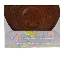 Incense Gift Set - Wood Round Burner + 3 Meditation Incense Sticks Packs & Holiday Greeting - Wholesale and Retail Prabhuji's Gifts