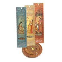 Incense Gift Set - Wood Round Burner + 3 Harmony Incense Sticks & Holiday Greeting (Madhumadhavi, Sehuti, Padmanjari) - Wholesale and Retail Prabhuji's Gifts