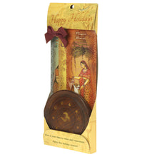 Incense Gift Set - Wood Round Burner + 3 Harmony Incense Sticks & Holiday Greeting (Madhumadhavi, Sehuti, Padmanjari) - Wholesale and Retail Prabhuji's Gifts 