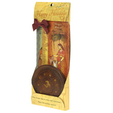 Incense Gift Set - Wood Round Burner + 3 Harmony Incense Sticks & Holiday Greeting (Madhumadhavi, Sehuti, Padmanjari) - Wholesale and Retail Prabhuji's Gifts