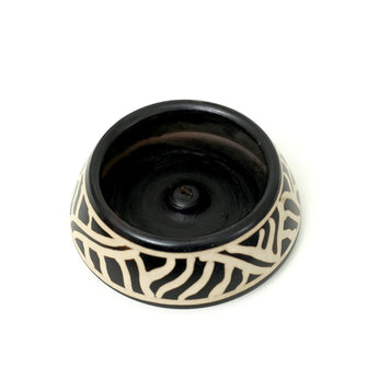 Incense Burner - Peruvian Ceramic Incense Burner for Stick and Cone Incense - Waves - 4.5"