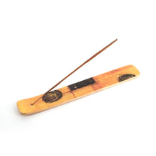 Incense Burner - Wooden Flat Burner Abstract Art by Prabhuji - 'Bhakti Yoga'