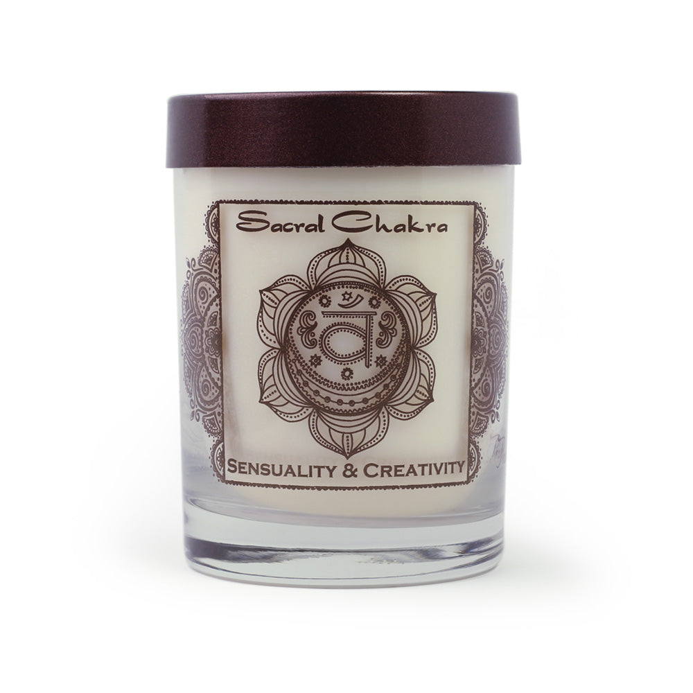 Soy Candle for Chakra Meditation Scented with Essential Oils | Sacral Chakra Svadhishthana | Vanilla | Sensuality and Creativity - 10.5oz
