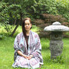 Meditation Yoga Prayer Shawl - Mantra Om - Grey Large