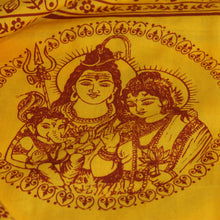 Mantón de oración de yoga y meditación - Shiva, Parvati y Ganesh - Amarillo grande