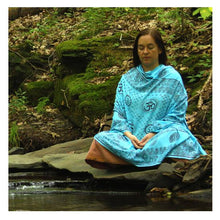 Meditation Yoga Prayer Shawl - Mantra Om - Turquoise Large - Wholesale and Retail Prabhuji's Gifts 