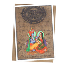 Tarjeta de felicitación - Pintura en miniatura de Rajasthani - Radha Govinda - 5"x7"