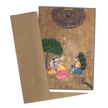 Tarjeta de felicitación - Pintura en miniatura Rajasthani - Krishna con Gopis - 5"x7"