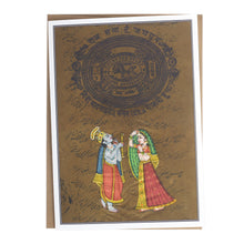 Tarjeta de felicitación - Pintura en miniatura Rajasthani - Radha Krishna - 5"x7"