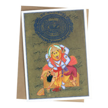 Tarjeta de felicitación - Pintura en miniatura Rajasthani - Narasimha Dev - 5"x7"