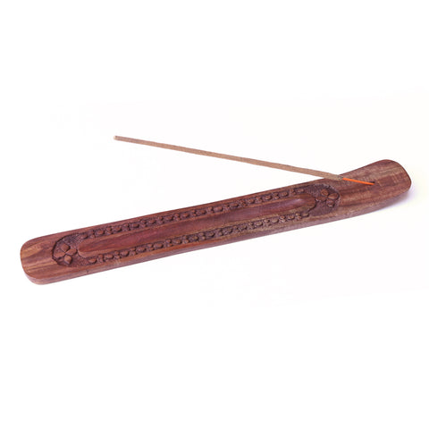 Incense Burner - Wooden Flat Carved Quatrefoil
