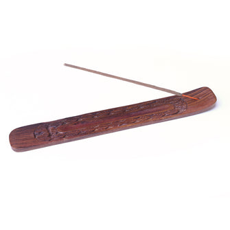 Incense Burner - Wooden Flat Carved Leaves - Prabhuji's Gifts wholesale and retail