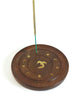 Prabhuji's Gifts - Incense Burner - Wooden Round Plate with Om - 4 inches