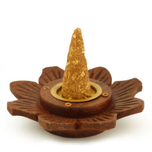 Incense Burner - Wooden Round Plate Lotus - 4 inches - Wholesale and Retail Prabhuji's Gifts 