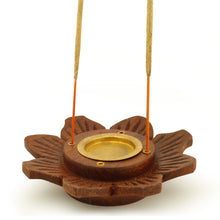 Incense Burner - Wooden Round Plate Lotus - 4 inches - Wholesale and Retail Prabhuji's Gifts 