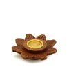 Incense Burner - Wooden Round Plate Lotus - 4 inches