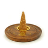 Incense Burner - Wooden Round Plate Buddha - 4 inches