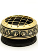 Burner - Black Brass Burner, Low Base, Fern Engraving, Net Top 1.25