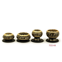 Burner - Black Brass Burner, Medium Base, Feather Engraving, Net Top 2"Hx2.5"D - Wholesale and Retail Prabhuji's Gifts 