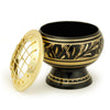 Burner - Black Brass Burner, Medium Base, Fern Engraving, Net Top 2