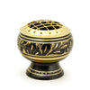 Burner - Black Brass Burner, Medium Base, Fern Engraving, Net Top 2