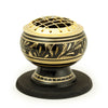 Burner - Black Brass Burner, Medium Base, Fern Engraving, Net Top 2