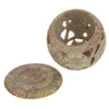Burner for Cones and Candle Holder - Soapstone Carved Tea-Light Ball - Large leaves 3 inches